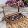 thumbnail image 1 of LEDREM 12-Slot Luxury Watch Box with Glass Top, Solid Wood Display Case with Velvet Pillows, Rustic Walnut, 1 of 5