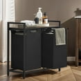 thumbnail image 1 of LEDREM 2-Compartment Laundry Hamper with Shelf, 24.2 Gallon (92L) Foldable Clothes Sorter, Removable Oxford Fabric Liners, Steel Frame & MDF Panel, Light，Dark Laundry Separation, Black, 1 of 6