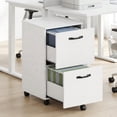 thumbnail image 1 of LEDREM 2-Drawer Rolling Storage Unit – Wood File Cabinet with Steel & Particleboard Construction, for Office, Holds A4/Letter Folders, 5 Swivel Casters with Brakes, Supports 77 lbs, White, 1 of 9