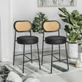 thumbnail image 1 of LEDREM 2-Pack Bar Stools - Rattan Back & Metal Legs, 25.1" Height, Ergonomic Support, Leveling Feet, Modern Boho Style, Ink Black, 1 of 6