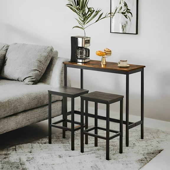 LEDREM 2-Pack Industrial Bar Stools - 264lb Capacity, Space-Saving Design, Footrest, Easy Assembly, Charcoal Gray and Black