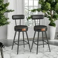 thumbnail image 1 of LEDREM 2-Pack Swivel Bar Stools - Award-Winning Design, 360° Rotation, 3.1" Cushion, Leveling Feet, Mid-Century Modern, Ink Black, 1 of 6