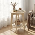 thumbnail image 1 of LEDREM Compact Two-Tier Round Accent Table, Tapered-Leg Side Table with Curved Accents, Holds 198lb, Quick Assembly, Space-Saving Small Sofa Table, 1 of 6