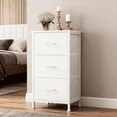 thumbnail image 1 of LEDREM 3-Drawer Steel Frame Storage Cabinet, Anti-Slip Adjustable Feet Tower Storage Fabric Dresser, Nightstand for Hallway, Closet, Bedroom and Living Room, White, 1 of 5