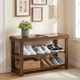 thumbnail image 1 of LEDREM 3-Tier Bamboo Shoe Rack Bench with Storage Shelf , 286lb Capacity Entryway Organizer for Hallway , Bedroom , Bathroom ,Yellow Brown, 1 of 8