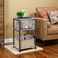 thumbnail image 1 of LEDREM Multifunctional 3 Tiers Nightstand, Slim Sofa Side Table with Built-in Power Hub, 6.5ft Extension Cord, Sturdy Metal Frame Compact Storage Furnishing for Small Narrow Space, 1 of 6