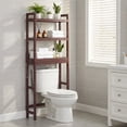 thumbnail image 1 of LEDREM Over The Toilet Storage Shelf, 3-Tier Bathroom Organizer Adjustable Saver Space Rack with Toilet Paper Holder,Brown, 1 of 7