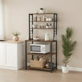 thumbnail image 1 of LEDREM 31.5" Coffee Bar & Kitchen Baker's Rack - 6-Tier Storage Shelf with Adjustable Shelf & Hooks, Rustic Brown and Black, 1 of 5