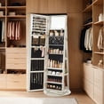 thumbnail image 1 of LEDREM 360° Rotation Jewelry Armoire With Lock, Full Length Mirror Cabinet, 120 Earring Slots, 12 Necklace Hooks, 78 Ring Slots, Storage Rack On Back, 1 of 5