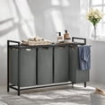thumbnail image 1 of LEDREM 4-Compartment Laundry Sorter with Shelf, 42.2 Gallon Capacity, Removable Bags & Steel Frame, Slate Gray and Charcoal Gray, 1 of 6