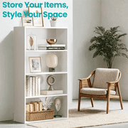 LEDREM 4-Tier Adjustable Bookcase, Open Bookshelf, Storage Shelf Organizer, 22lb Capacity per Shelf, for Home, Office, Cloud White