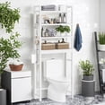 thumbnail image 1 of LEDREM 4-Tier over the Toilet Bathroom Storage Organizer with Adjustable Shelves, Hooks, and Toilet Paper Holder, Space-Saving Rack, Cloud White, 1 of 5