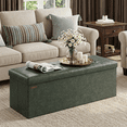 thumbnail image 1 of LEDREM 43" Foldable Storage Ottoman Bench, 660lb Capacity, Multifunctional Footrest Stool, Quick Assembly, Synthetic Leather, Forest Green, 1 of 9