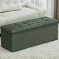 thumbnail image 1 of LEDREM 43" Foldable Storage Ottoman Bench, 660lb Capacity, Multifunctional Footrest Stool, Quick Assembly, Synthetic Leather, Forest Green, 1 of 7