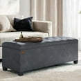 thumbnail image 1 of LEDREM 43-Inch Velvet Storage Ottoman Bench with Removable Top, 660LB Capacity Multi-Functional Footrest for Bedroom Living Room, Slate Gray, 1 of 6