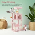 thumbnail image 1 of LEDREM 44.1-Inch Multi-Level Cat Tree with Hammock, 2 Perches & Cave, 4 Scratching Posts & Hanging Toys for Indoor Cats, Jelly Pink, 1 of 6