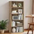 thumbnail image 1 of LEDREM 5-Tier Adjustable Bookcase, Open Bookshelf, Storage Shelf Organizer, 22lb Capacity per Shelf, for Home, Office Camel Brown, 1 of 6