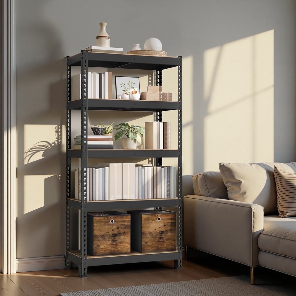 LEDREM 5-Tier Heavy-Duty Storage Rack, Boltless Adjustable Shelving ...