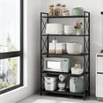 thumbnail image 1 of LEDREM 5-Tier Metal Storage Rack with X-Frame Sides, Heavy-Duty Wire Shelving Unit, Deep Organizer for Entryway Kitchen Bathroom Living Room, Industrial Ink Black, 1 of 6