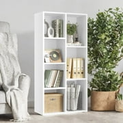 LEDREM 7-Compartment Bookcase, 19.7 Freestanding Shelf with Anti-Tip Kit, Multi-Functional Cube Organizer for all age, White