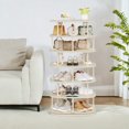 thumbnail image 1 of 7-Tier Rotating Shoe Rack – 360° Spinning, Holds 28-35 Pairs, Entryway，Closet Organizer, Freestanding, Cream White, 1 of 6