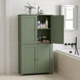 thumbnail image 1 of LEDREM Bathroom Storage Floor Cabinet Organizer with Adjustable Shelf 4 Magnetic Doors Freestanding for Living Kitchen Room Small Spaces,Green, 1 of 9