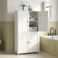 thumbnail image 1 of LEDREM Bathroom Storage Floor Cabinet Organizer with Adjustable Shelf 4 Magnetic Doors Freestanding for Small Spaces,White, 1 of 7