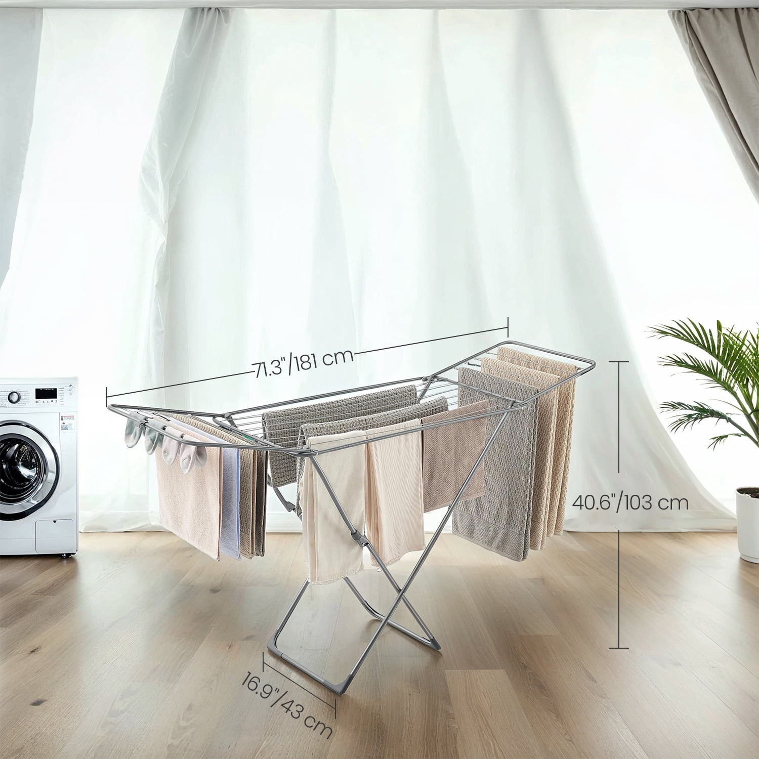 Clothes Drying Rack, Steel, PP Plastic Laundry Drying Rack, Foldable ...