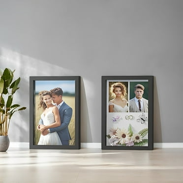LEDREM Collage Picture Frame - 3 Mats Included, Shadow Box Display, Multi-Photo Layouts, Wall or Tabletop, Ash Black