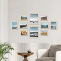 LEDREM Collage Picture Frames Set of 10,Two 8x10,Four 5x7,Four 4x6,Wall Display Photo Frames for Gallery,Natural Beige