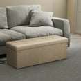 thumbnail image 1 of LEDREM 43" Foldable Storage Ottoman Bench with 660lb Capacity, Ottoman with Storage, Footrest, for Living Room, Bedroom, Camel Brown, 1 of 6