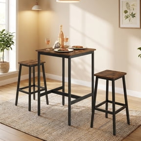 LEDREM Compact Bar Table - 35.4" Height, 220lb Capacity, Space-Saving Design, Easy Assembly, 23.6x23.6 Inches, Rustic Brown and Black