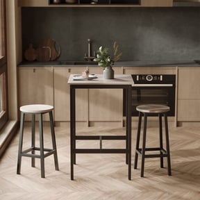 LEDREM Compact Bar Tablet, Counter Height Pub Table - 36.2" Heigh, 220lb Capacity, Space-Saving Design, Easy Assembly, 23.6x23.6 Inches, Greige and Black