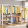 thumbnail image 1 of LEDREM Extendable Heavy-Duty Clothes Rack, Portable Garment Rack with Adjustable Mesh Shelves & Hanging Rails, Hooks, White, 1 of 7