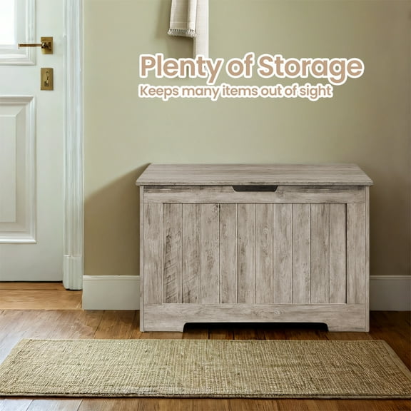 LEDREM Storage Chest Storage Trunk for Bedroom Entryway Large Capacity Organizer, Heather Greige