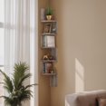 thumbnail image 1 of LEDREM Floating Corner Shelf - 5-Tier Wall Mount Bookshelf, Space-Saving Design, 13.2lb Capacity per Shelf, Heather Greige, 1 of 5