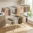 thumbnail image 1 of LEDREM 2-Tier Clothes Drying Rack, Foldable with 4 Adjustable Wings, 33 Rails, 27 Sock Clips, Free-Standing for Indoor/Outdoor Use, White & Green, 1 of 11