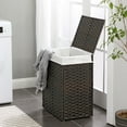 thumbnail image 1 of LEDREM Foldable Laundry Hamper with Removable Liner & Lid, 23.8 Gallon (90L) Synthetic Rattan Storage Basket for Clothes, Handles, Space-Saving, Chestnut Brown, 1 of 5