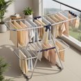Metal Racking Blue LEDREM Foldable Metal Laundry Rack, Clothes Drying Rack, Height ...
