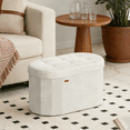 thumbnail image 1 of LEDREM 30" Foldable Storage Ottoman Bench, Velvet Fabric Ottoman with 2 Internal Dividers, Footrest for Bedroom Living Room, Cream White, 1 of 7