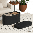 thumbnail image 1 of LEDREM 30" Foldable Storage Ottoman Bench, Velvet Fabric Ottoman with 2 Internal Dividers, Footrest for Bedroom Living Room, Ink Black, 1 of 7