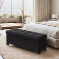 thumbnail image 1 of LEDREM 43" Storage Ottoman Bench with 660lb Capacity, End of Bed Bench, Folding Ottoman with Storage, Footrest, Ink Black, 1 of 5