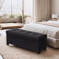 thumbnail image 1 of LEDREM 43" Storage Ottoman Bench with 660lb Capacity, End of Bed Bench, Folding Ottoman with Storage, Footrest, Ink Black, 1 of 10