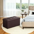 thumbnail image 1 of LEDREM Folding Storage Ottoman Bench, 30-Inch Synthetic Leather Seat with 660 lb Load Capacity, Thick Foam Padding, Multi-Use Footrest Chest, Brown, 1 of 6