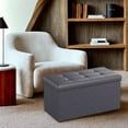 thumbnail image 1 of LEDREM Folding Storage Ottoman Bench, 30-Inch Synthetic Leather Seat with 660 lb Capacity, Thick Foam Cushion, Multi-Use Footrest Storage Chest, Dark Gray, 1 of 7
