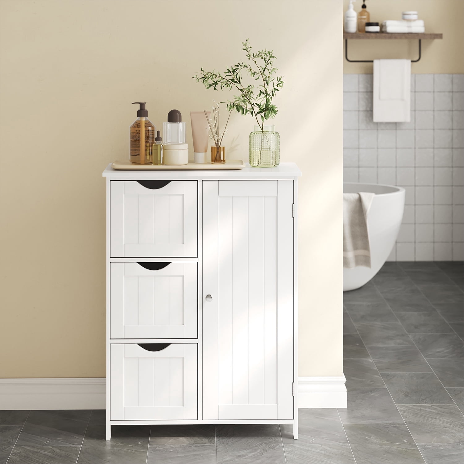 LEDREM Freestanding Bathroom Storage Cabinet with 3 Drawers ...