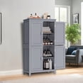 thumbnail image 1 of LEDREM Bathroom Storage Floor Cabinet Organizer with 4 Doors & Adjustable Shelves, 43" Wooden Pantry Cabinet Freestanding for Kitchen Living Room Small Spaces, Mystic Gray, 1 of 5