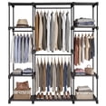 thumbnail image 1 of LEDREM Freestanding Closet Organizer with Shelves & Hanging Rods , Portable Wardrobe for Bedroom/Cloakroom , 4-Tier Storage Rack , Easy Tool-Free Assembly ,Black, 1 of 6