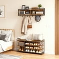 thumbnail image 1 of LEDREM Hall Tree with Shoe Bench, 12-Hook Coat Rack & 4-Tier Shoe Storage, Multifunctional Entryway Organizer, Rustic Brown, 1 of 6