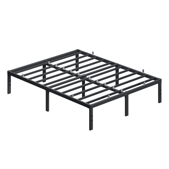 LEDREM Heavy Duty Full Bed Frame, 14" Tall Platform Bed, 1100 lb Capacity, No Box Spring Needed, Under-Bed Storage, Easy Assembly, Mattress Retainers, Matte Black